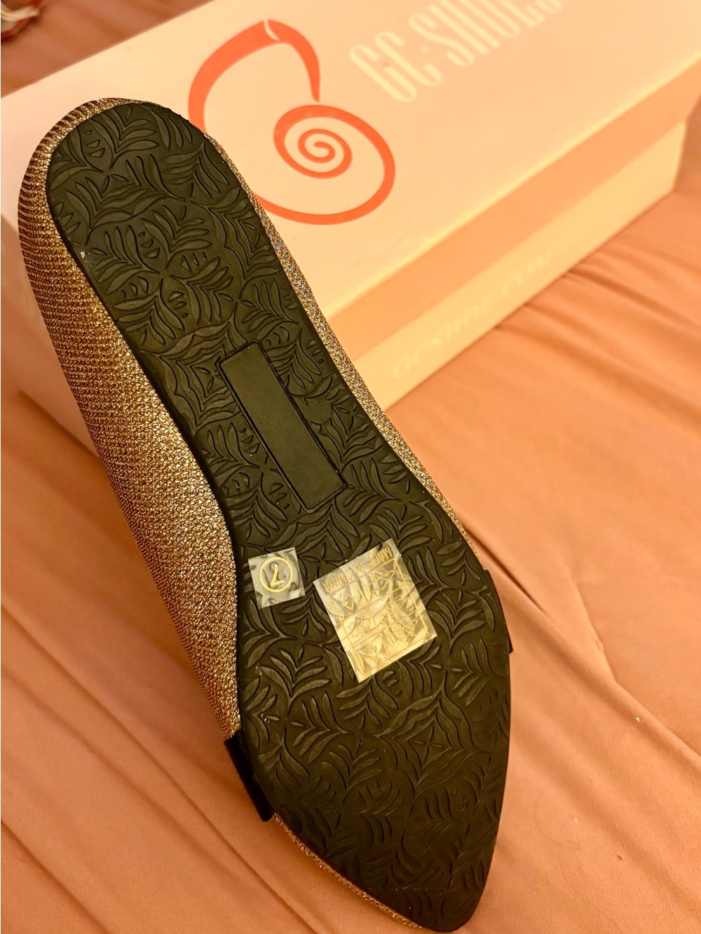 G.C. Gold Pointed Toe Flat with Black Bow - Picture 4 of 4